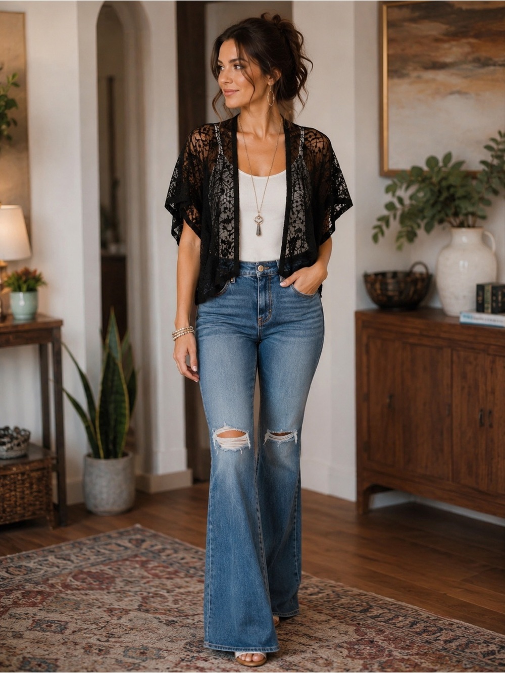 Chicos black lace jacket